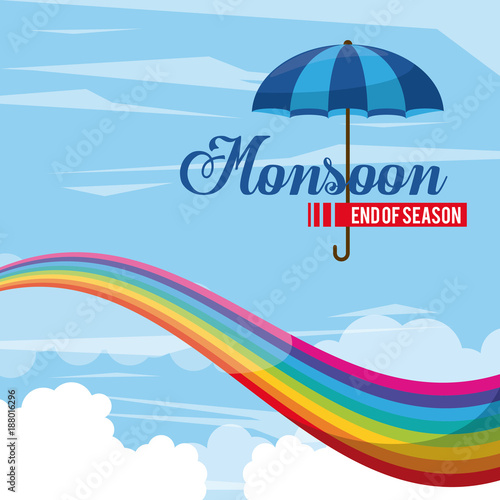 Monsoon end of season icon vector illustration graphic design