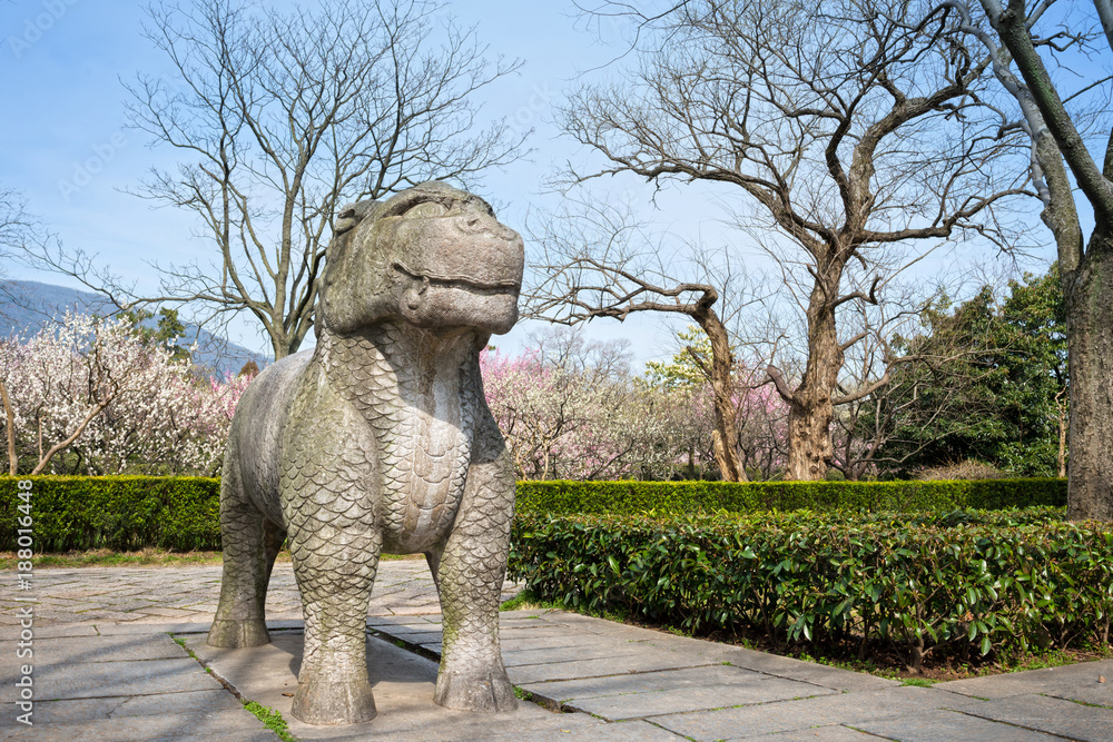 Ancient stone beast sculpture, located in Zijin Mountain Scenic Area, Nanjing, Jiangsu, China. Ancient stone beast sculpture, located in Zijin Mountain Scenic Area, Nanjing, Jiangsu, China.