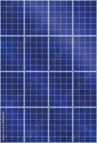 Solar panel background pattern - thermal collector with light reflection of sun beams - illustration of photovoltaic technology - seamless expandable in all directions  vertical orientation.