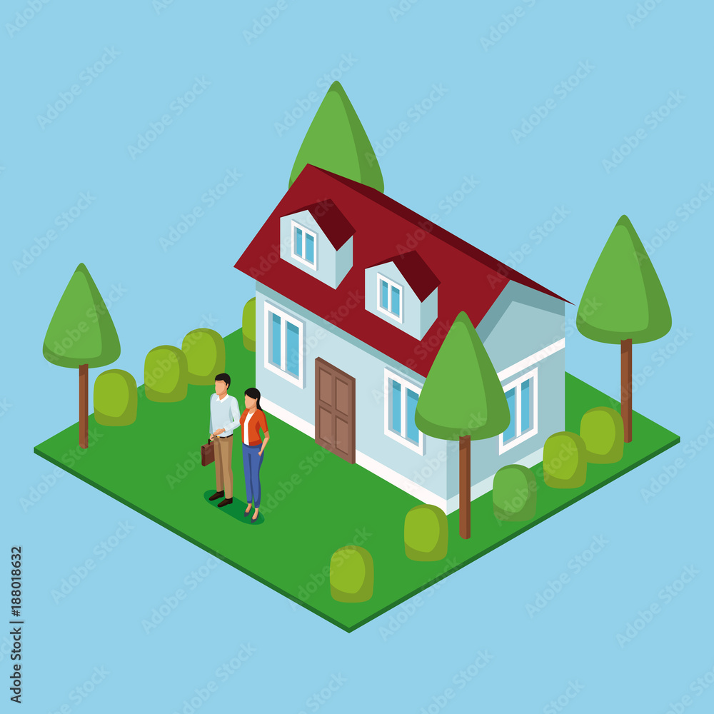 Business couple real estate 3d icon vector illustration graphic design Business couple real estate 3d icon vector illustration graphic design
