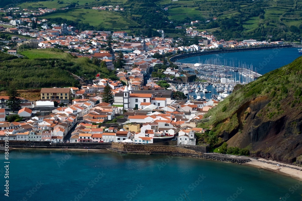 The town of Horta on Faial island in the Azores 