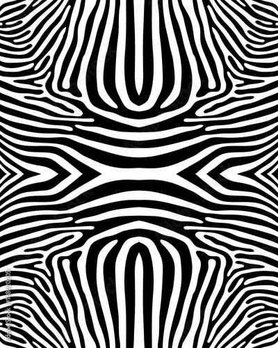 Seamless zebra pattern in black and white, vector