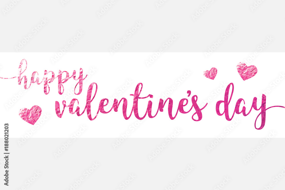 Happy Valentines Day Script Text Shiny Wide Banner Vector 1