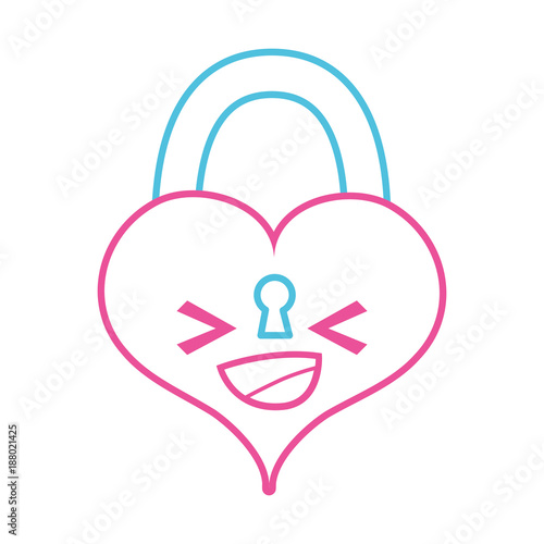 color line happy heart padlock kawaii personage
