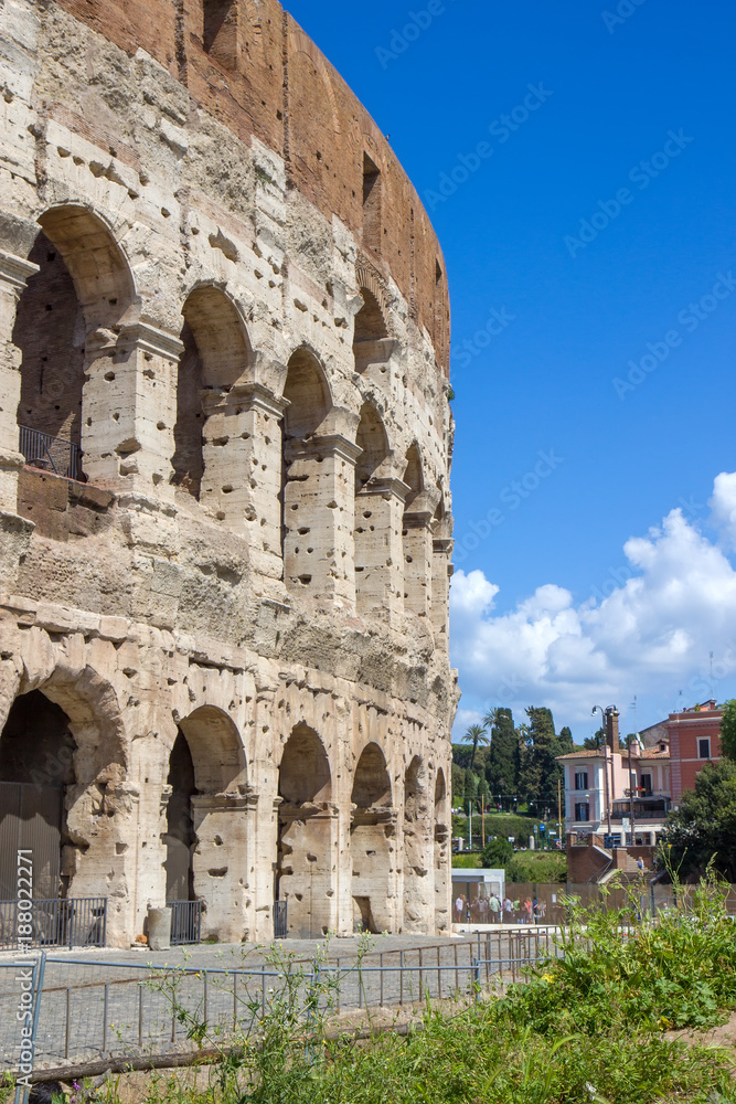 Part of the Roman Colosseum amphiteater in Rome, Italy