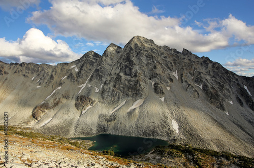 The impressive summit of Mount Nraiteskel in Downton Creek Area (Coast Mountains of British Columbia, Canada).