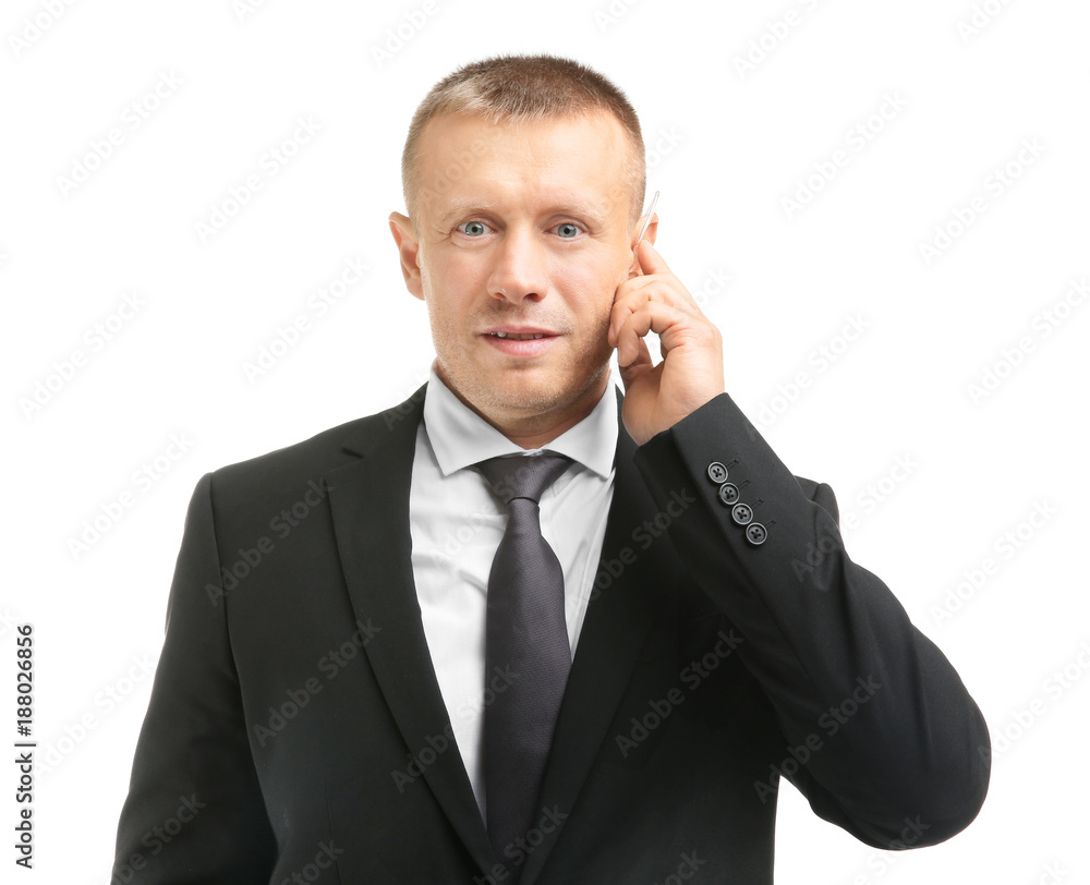 Male security guard on white background Male security guard on white background