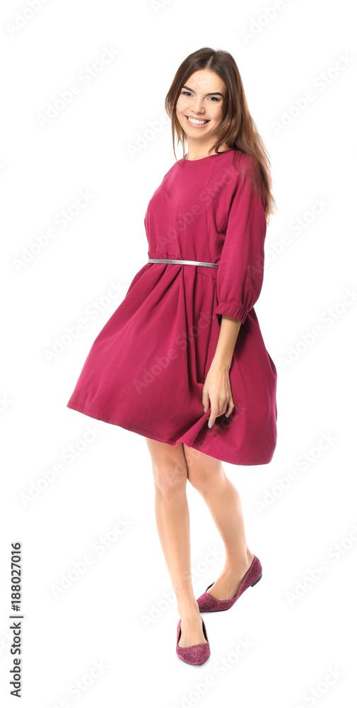 Young beautiful smiling woman on white background Young beautiful smiling woman on white background