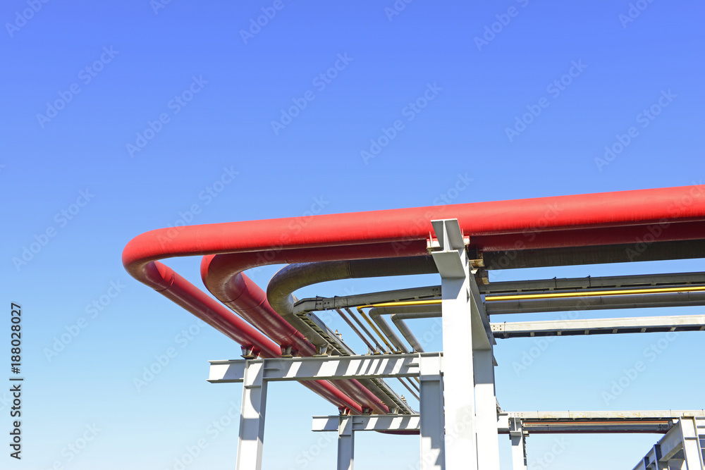 Oil pipeline close-up, under the blue sky Oil pipeline close-up, under the blue sky