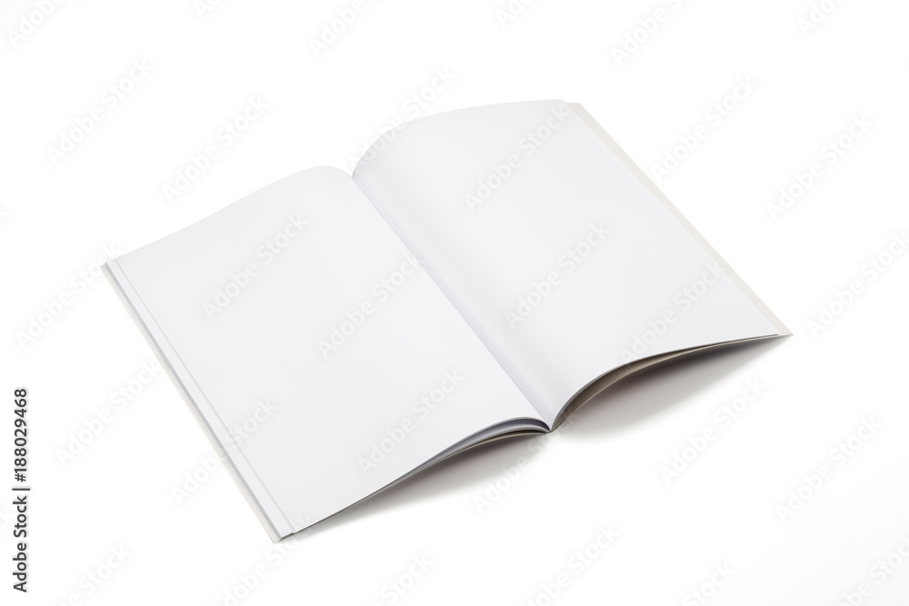 Mock-up magazine, book or catalog on white table. Blank page or notepad on solid background. Blank page or notepad for mockups or simulations. Mock-up magazine, book or catalog on white table. Blank page or notepad on solid background. Blank page or notepad for mockups or simulations.