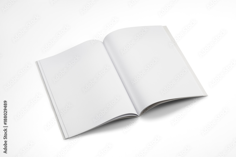 Mock-up magazine, book or catalog on white table. Blank page or notepad on solid background. Blank page or notepad for mockups or simulations. Mock-up magazine, book or catalog on white table. Blank page or notepad on solid background. Blank page or notepad for mockups or simulations.