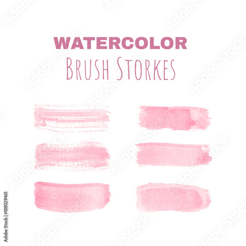 Six watercolor paintbrush strokes for illustrations and designs
