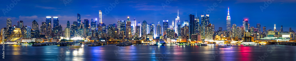 Fototapeta Nowy Jork Manhattan Skyline Panorama bei Nacht