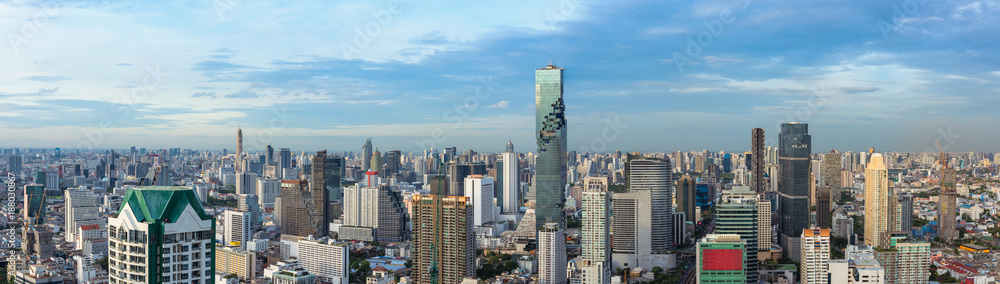 Naklejka premium Bangkok miasta i biznesu miejskiego centrum Tajlandii, scena Panorama