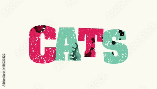 Cats Concept Colorful Stamped Word Illustration