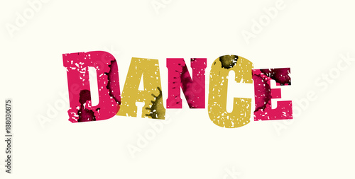 Dance Concept Colorful Stamped Word Illustration