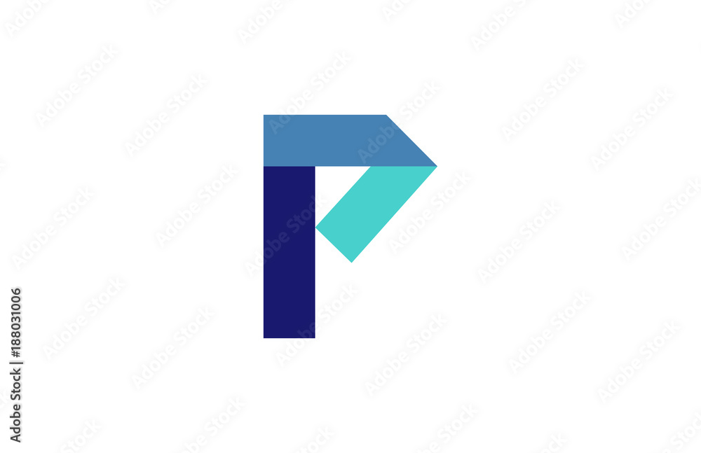 P Blue Ribbon Letter Logo P Blue Ribbon Letter Logo