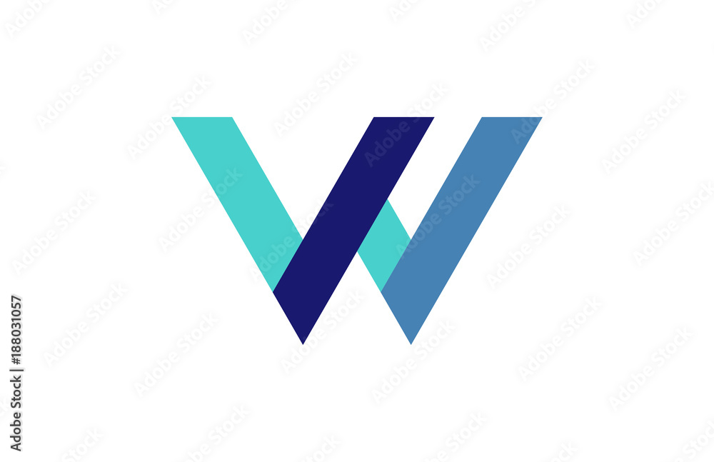W Blue Ribbon Letter Logo W Blue Ribbon Letter Logo