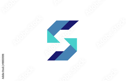 S Blue Ribbon Letter Logo