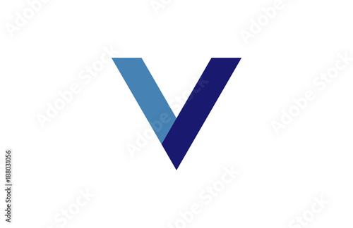 V Blue Ribbon Letter Logo