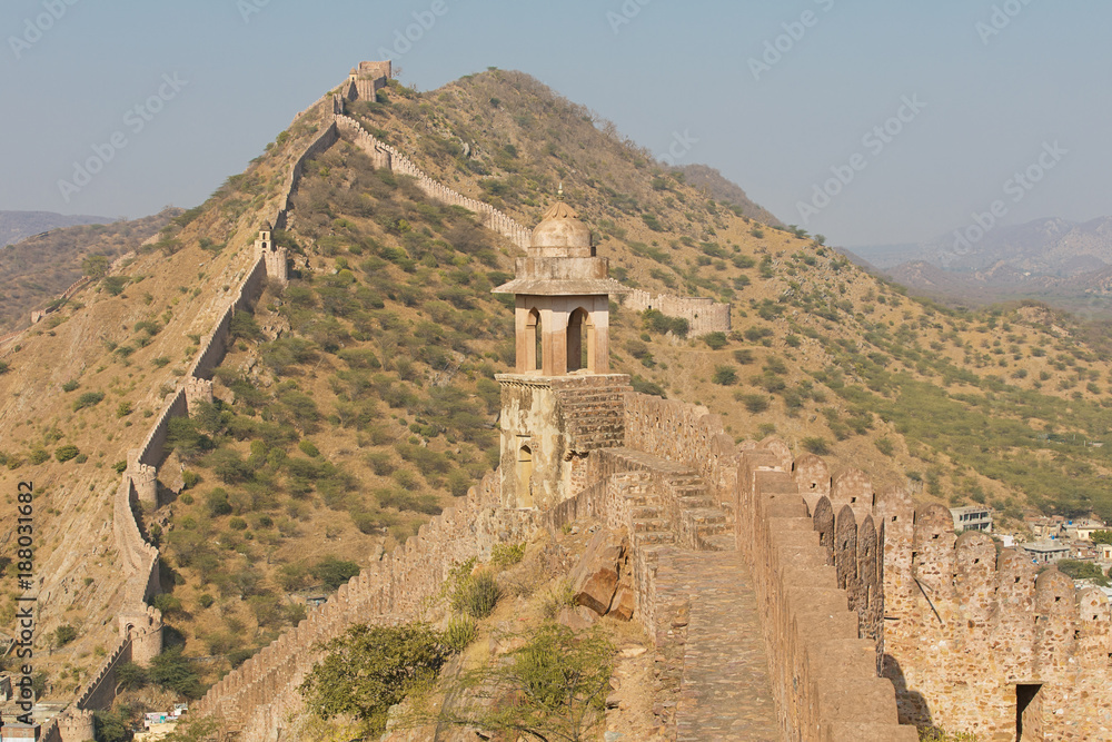 Great Wall in India in Rajasthan 