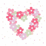 Pink Flower heart frame cartoon vector illustration