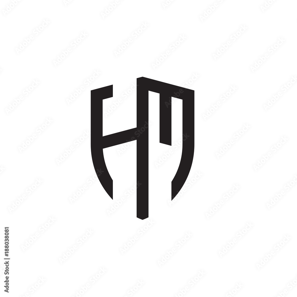 Initial letters line shield shape logo Initial letters line shield shape logo