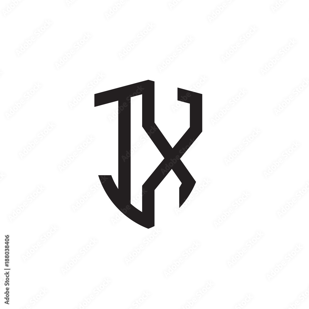 Initial letters line shield shape logo Initial letters line shield shape logo