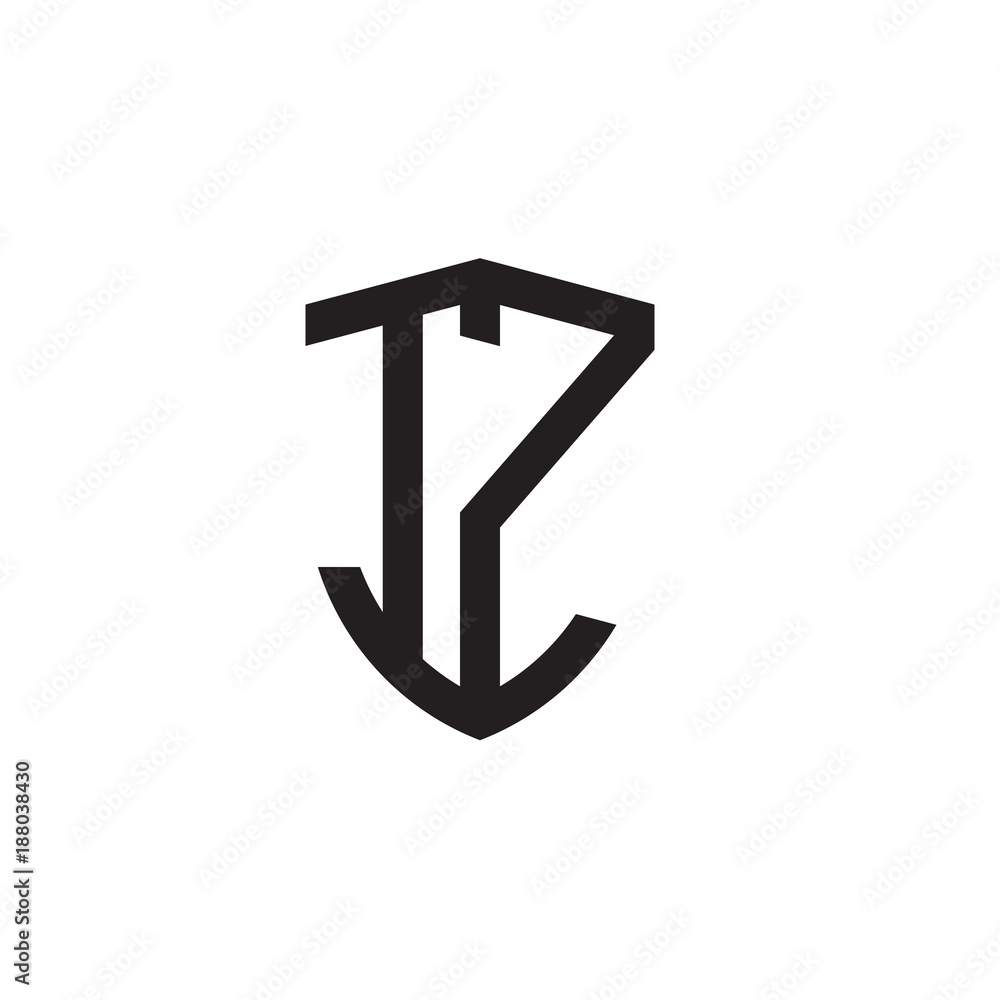 Initial letters line shield shape logo Initial letters line shield shape logo