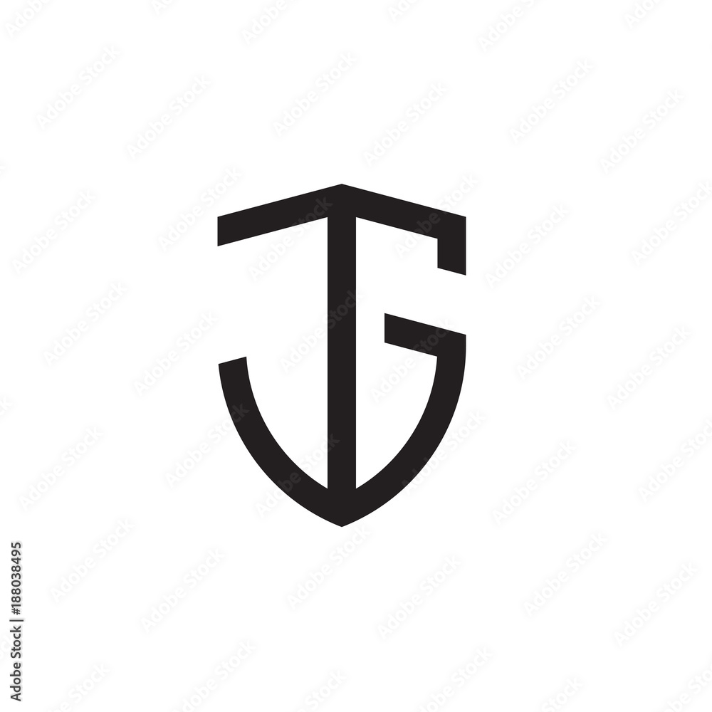Initial letters line shield shape logo Initial letters line shield shape logo
