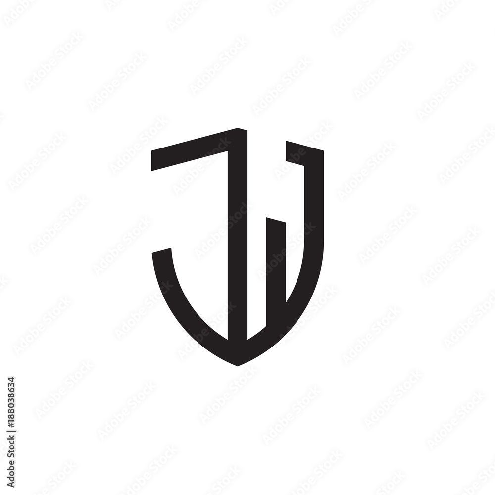 Initial letters line shield shape logo Initial letters line shield shape logo