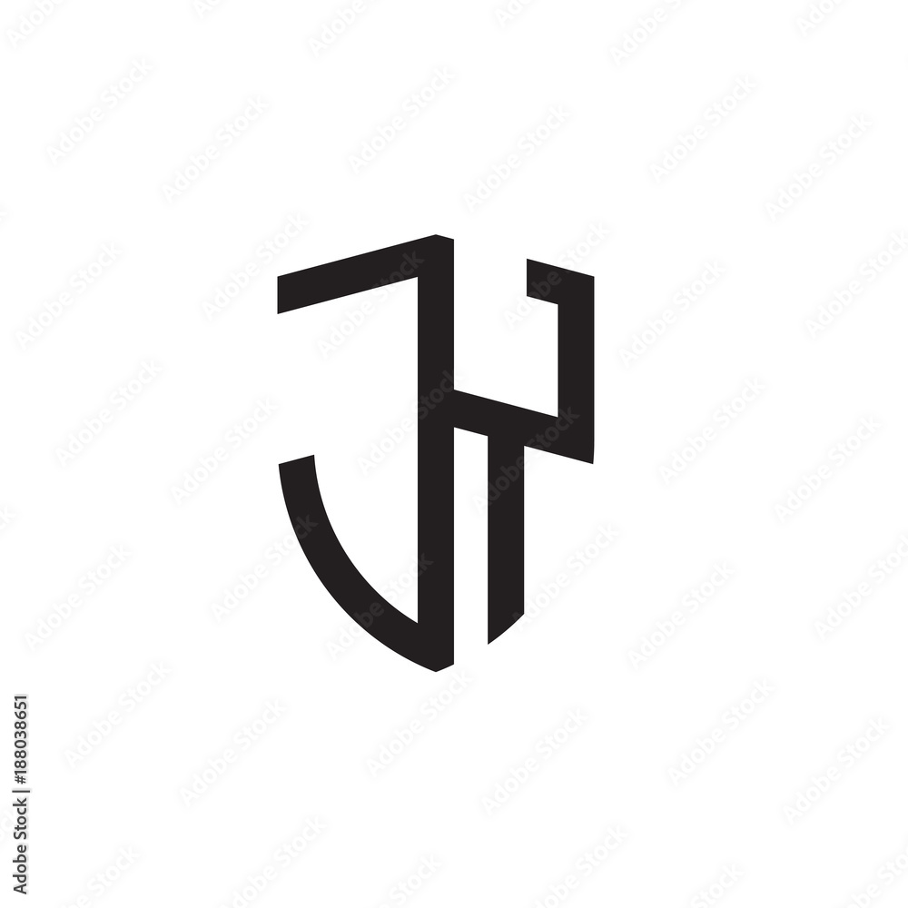 Initial letters line shield shape logo Initial letters line shield shape logo