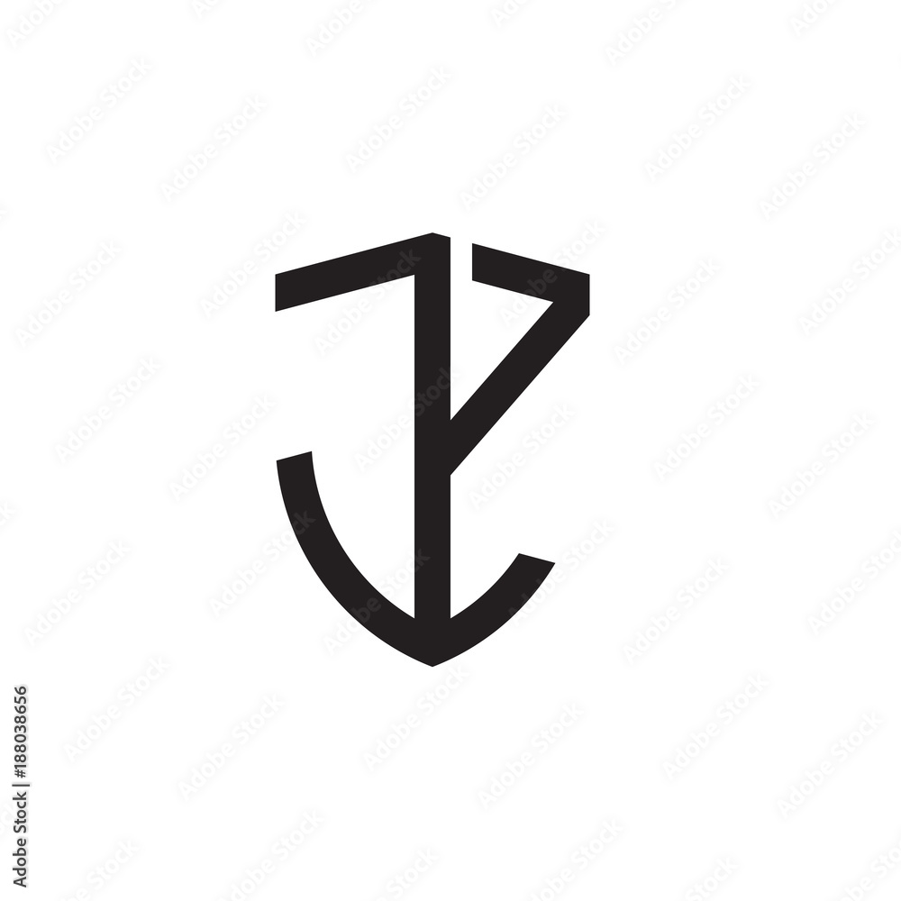 Initial letters line shield shape logo Initial letters line shield shape logo