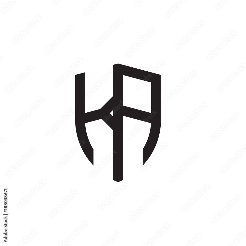 Initial letters line shield shape logo