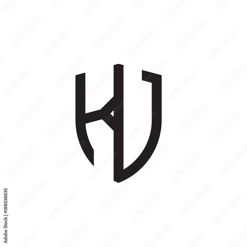 Initial letters line shield shape logo Initial letters line shield shape logo