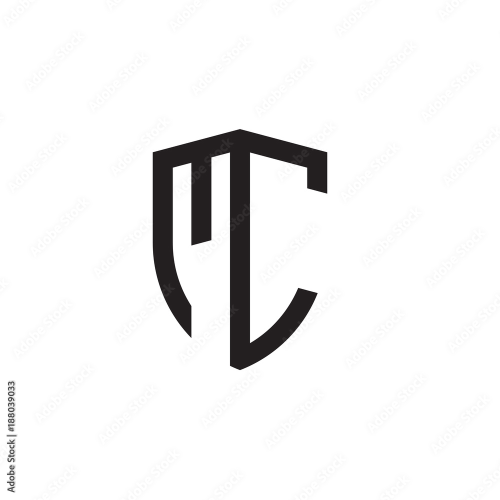 Initial letters line shield shape logo Initial letters line shield shape logo