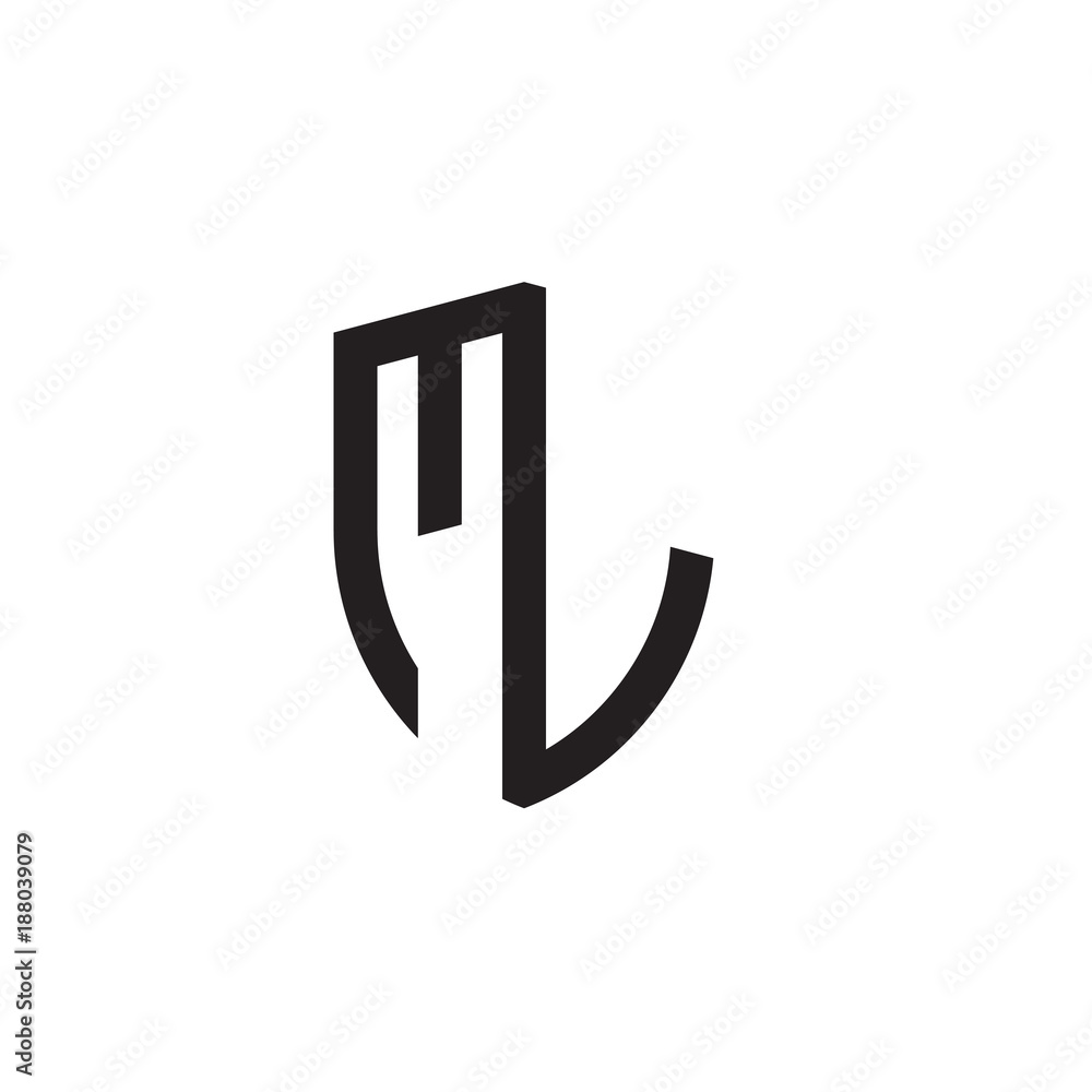 Initial letters line shield shape logo Initial letters line shield shape logo