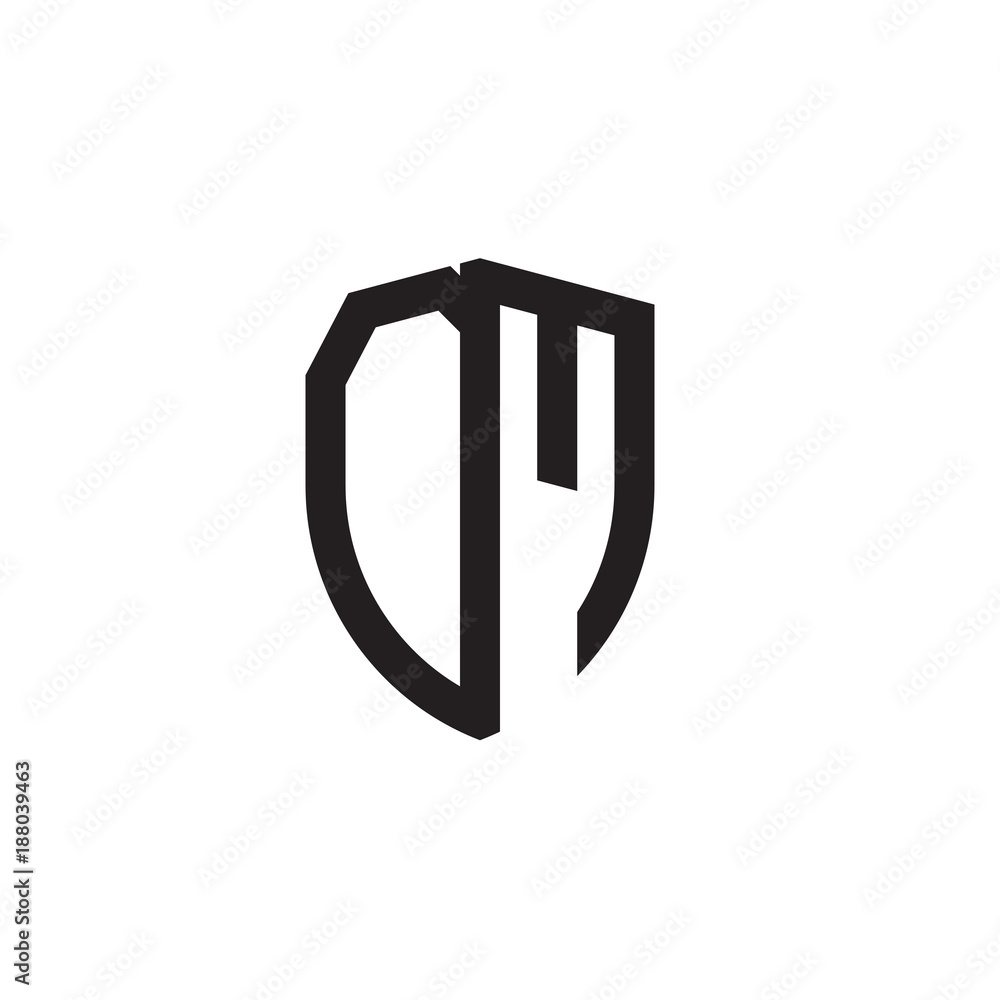 Initial letters line shield shape logo Initial letters line shield shape logo