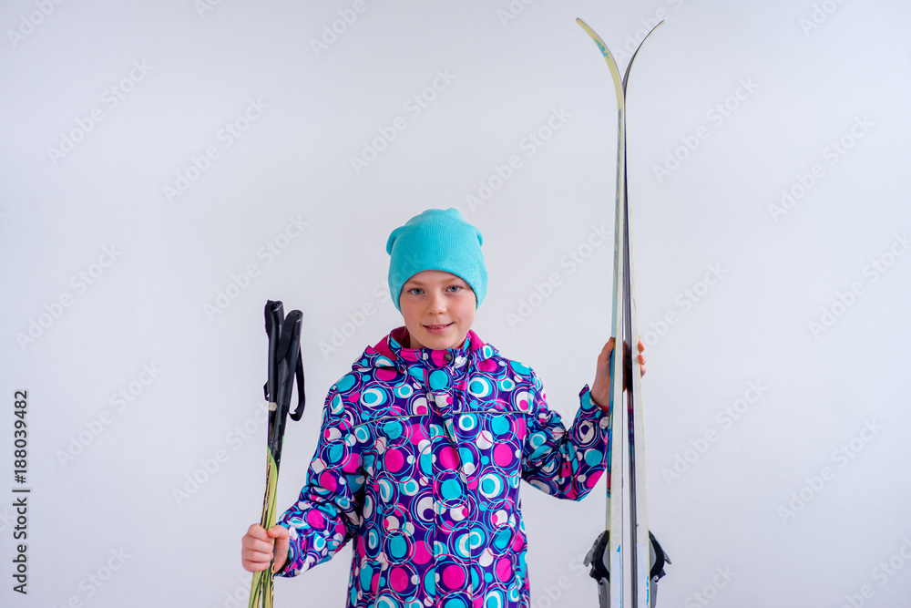 Teen girl skiing Teen girl skiing