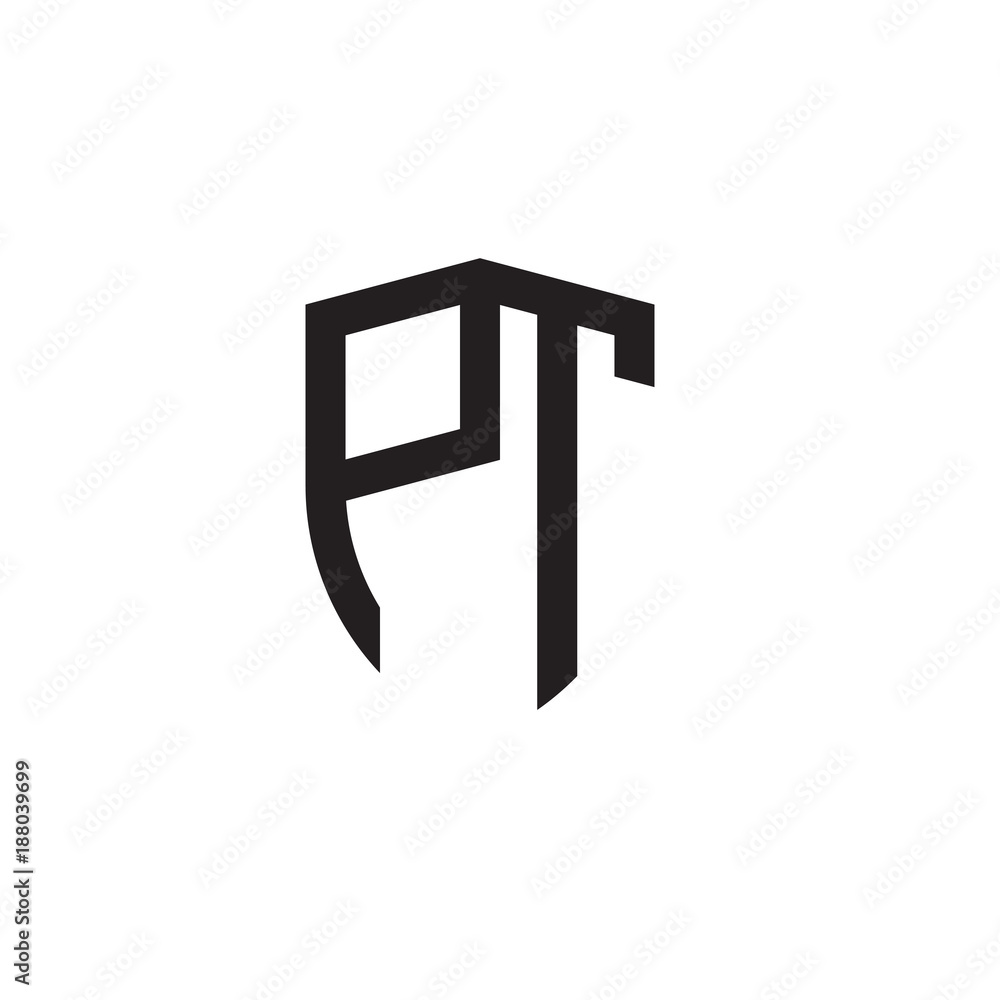 Initial letters line shield shape logo Initial letters line shield shape logo