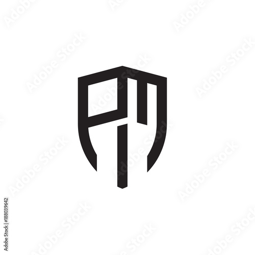 Initial letters line shield shape logo