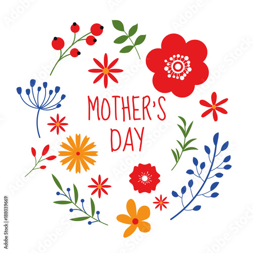 Beautiful floral frame design on mothers day isolated on white background