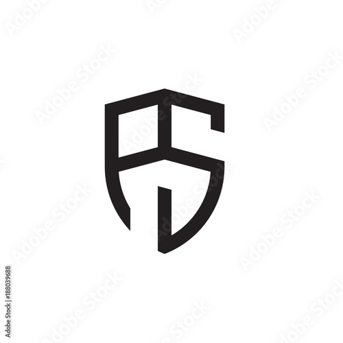 Initial letters line shield shape logo