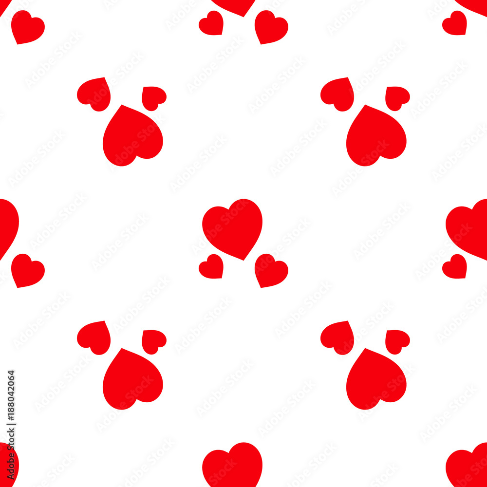 Red hearts seamless pattern. Vector illustration
