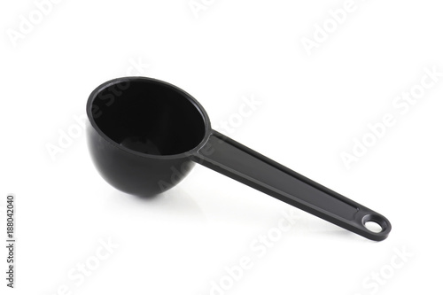 black plastic spoon isolated on white background