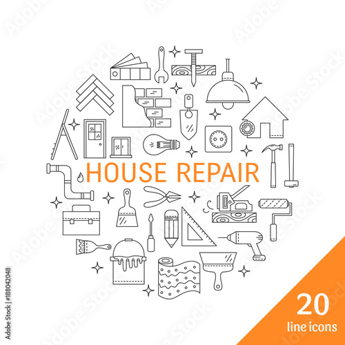 House repair vector line icons 