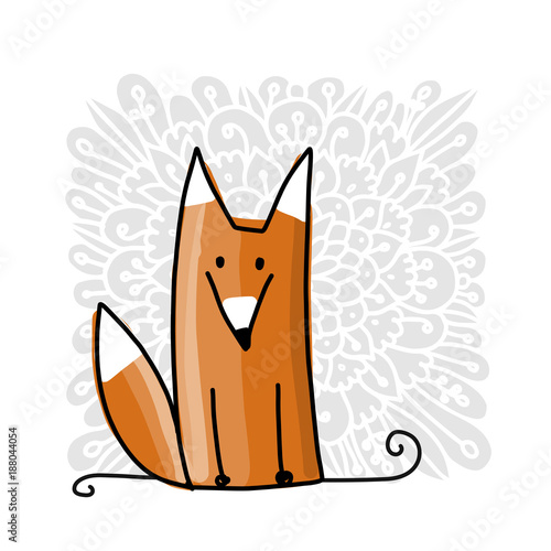 Cute red fox, sketch for your design