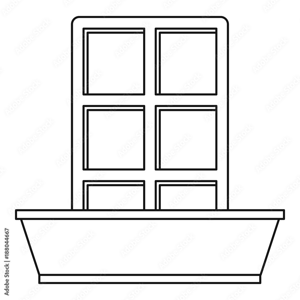 Window and flowerbox icon, outline style Window and flowerbox icon, outline style