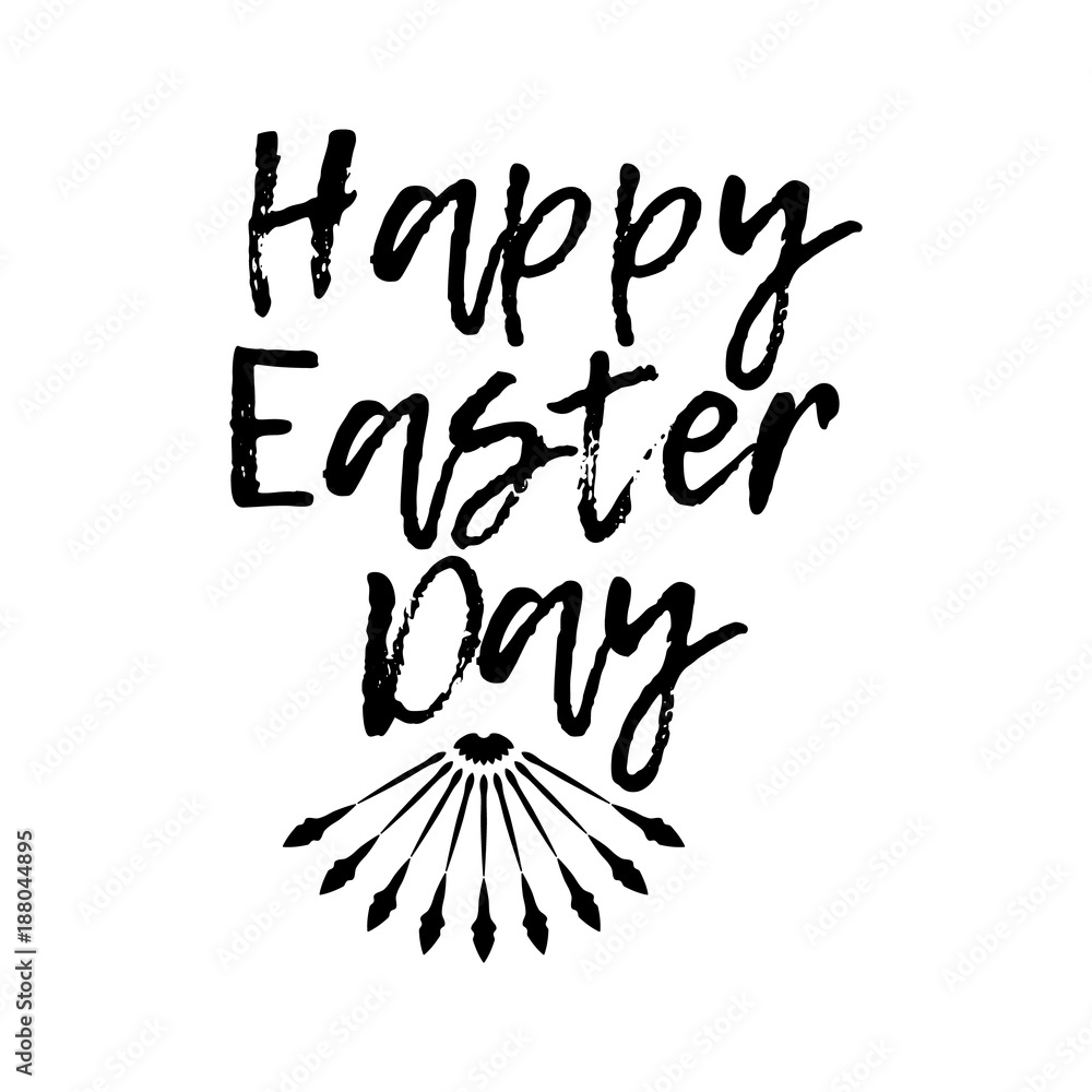 Happy Easter Day label. Font with Brush. Easter day badges. Vector illustration icon Happy Easter Day label. Font with Brush. Easter day badges. Vector illustration icon