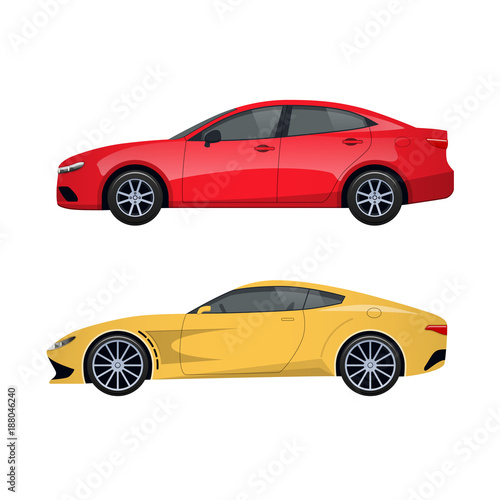 Modern passenger cars for families, long trips, travel, transportation luggage.